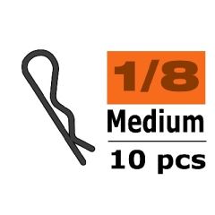 Body clips for 1/8, red, medium, 45 degree bent (10 pieces)