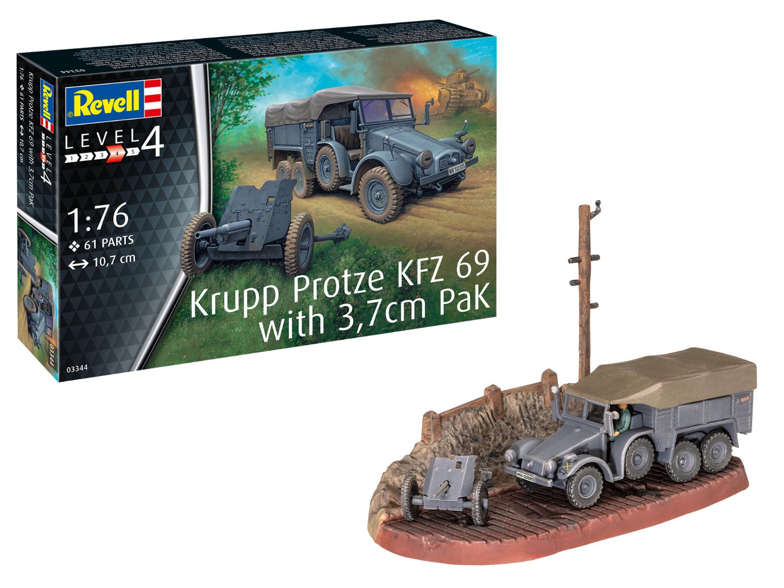 1:76 Revell 03344 Krupp Protze KFZ 69 with 3,7cm Pak Plastic kit