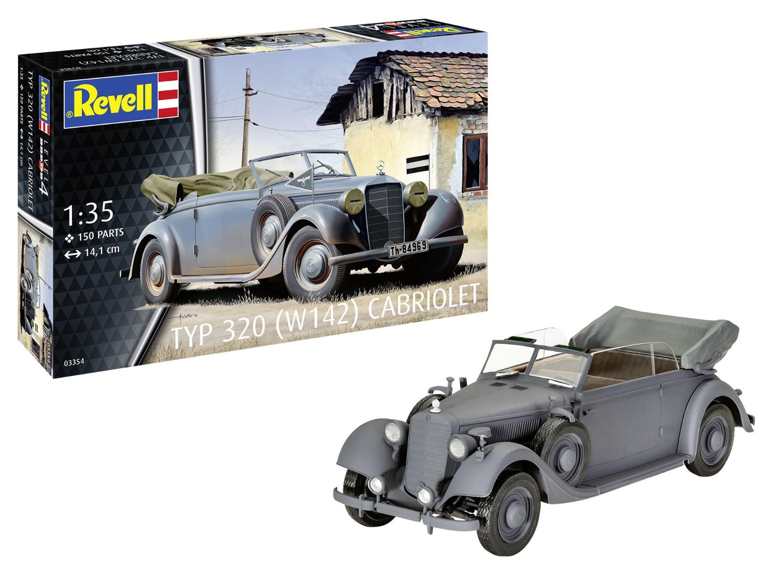 1:35 Revell 03354 Mercedes-Benz Typ 320 W142 Cabriolet - Auto Plastic Modelbouwpakket