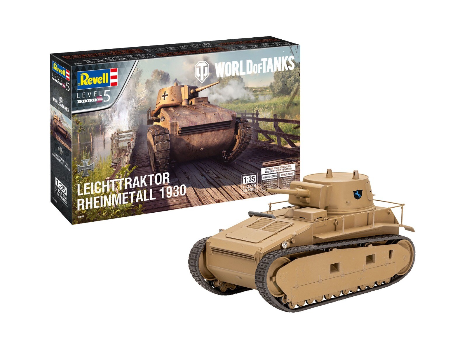 Revell 1/35 World of Tanks Leichttraktor Rheinmetall 1930 afbeelding