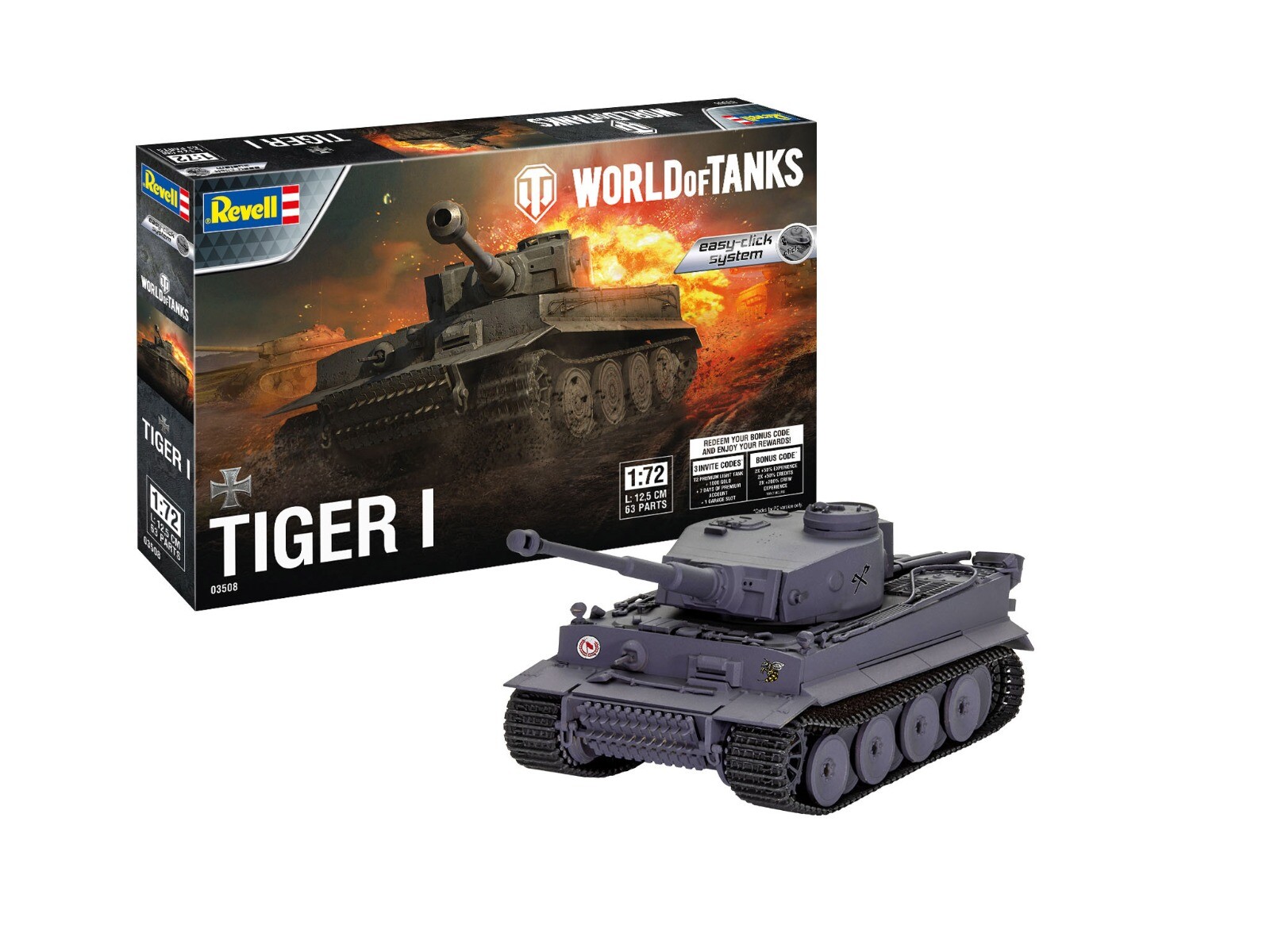 Revell 1/72 World of Tanks Tiger I (Easy-Click) afbeelding