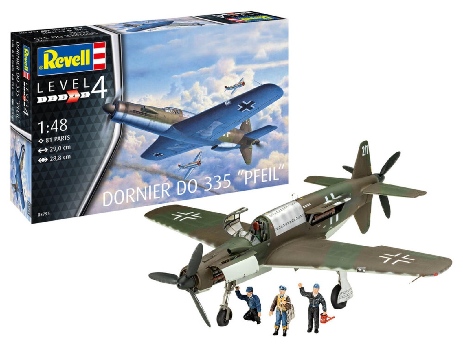 1:48 Revell 03795 Dornier Do 335 Pfeil - Propeller Vliegtuig Plastic Modelbouwpakket