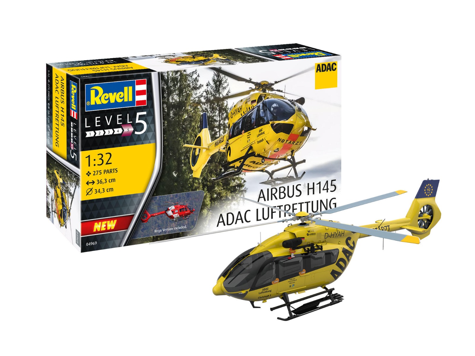 1:32 Revell 04969 Duitse Helikopter Airbus H145 ADAC/REGA Plastic kit