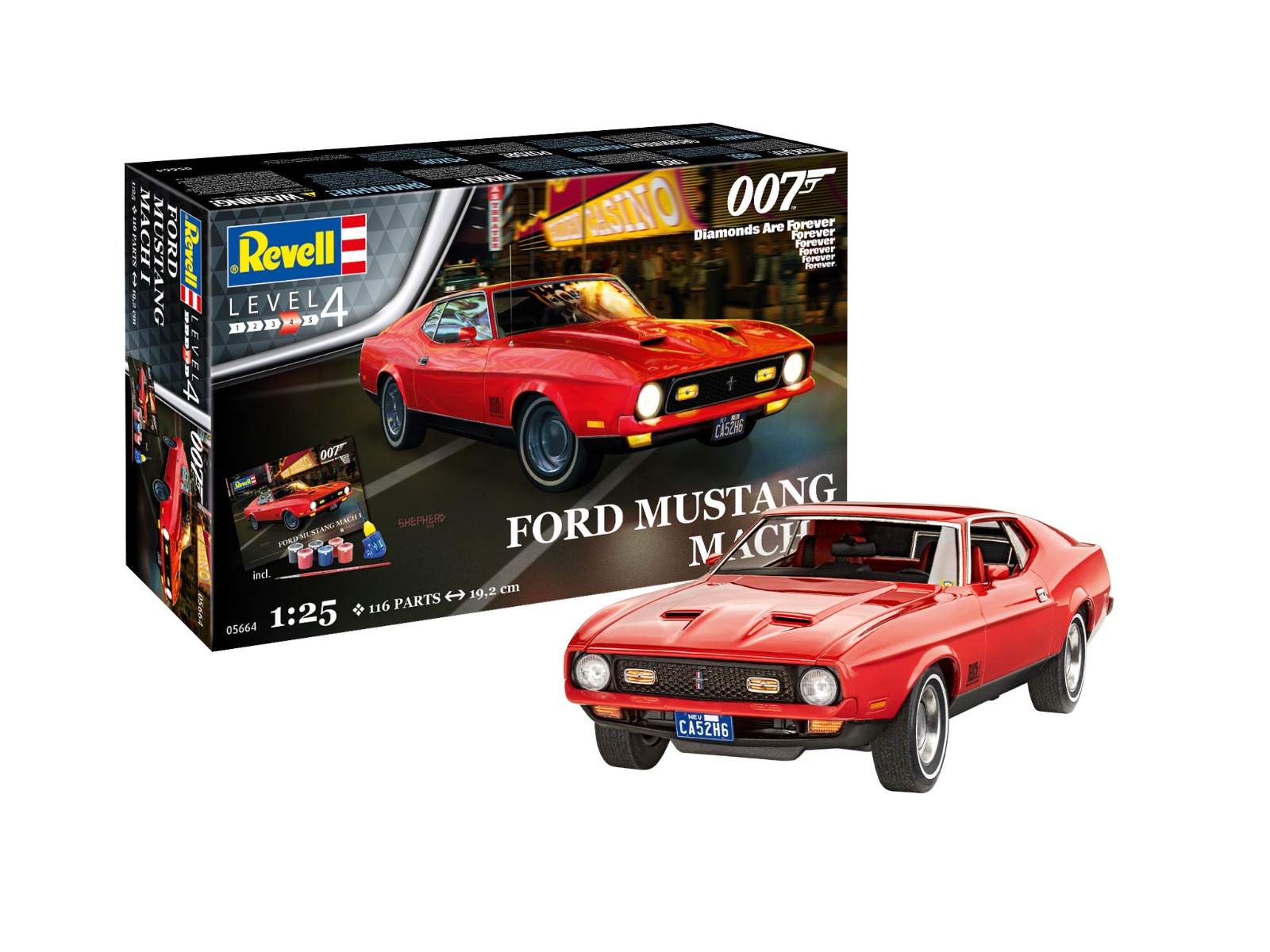 Revell 1/24 Ford Mustang Mach 1 - James Bond 007 (Diamonds Are Forever) Geschenkset afbeelding