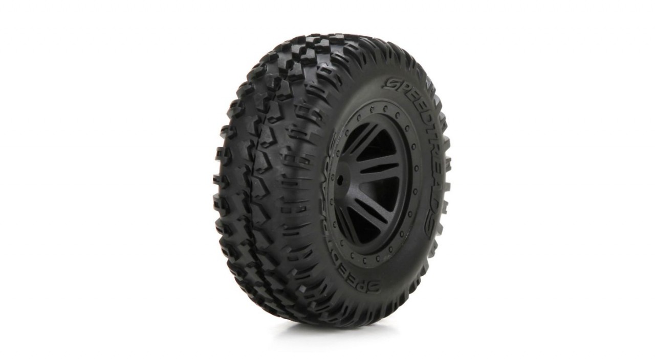 1/10 AMP DB Front/Rear Tire, Black Wheel, Premounted (2) (ECX43011)