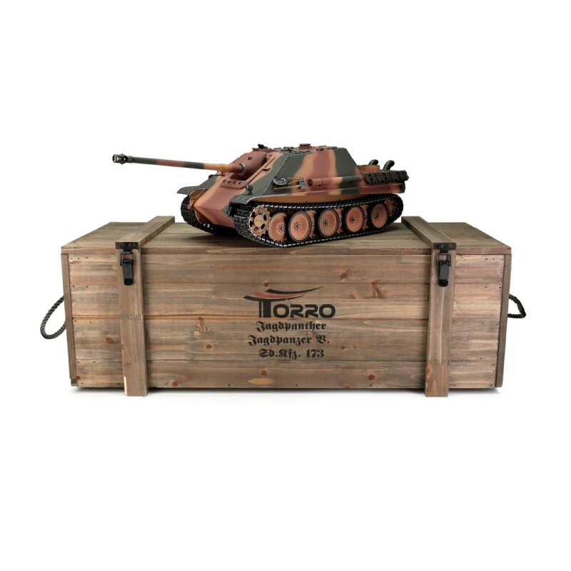 Torro RC Tank Pro 1/16 Jagdpanther camo IR in luxe houten krat afbeelding