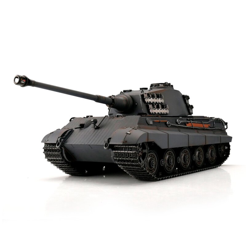 Torro Pro-Edition RC Tank 1/16 Königstiger grijs IR + Rook in luxe houten krat
