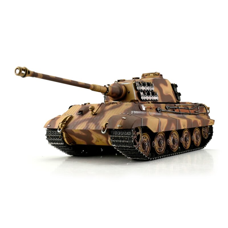 Torro Pro-Edition RC Tank 1/16 K?nigstiger camo 1944 Eastern Front BB + Rook in luxe houten krat