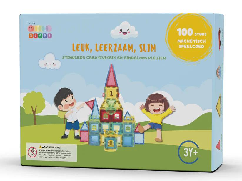 Gladi 103 Stuks - Magnetisch Speelgoed - Magnetic Tiles - Speelgoed 3 jaar t/m 12 jaar - STEM Speelgoed - A merk kwaliteit