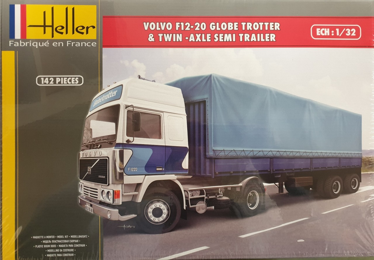 Heller 1/32 Volvo F12-20 Globe Trotter & Twin-Axle Semi Trailer afbeelding