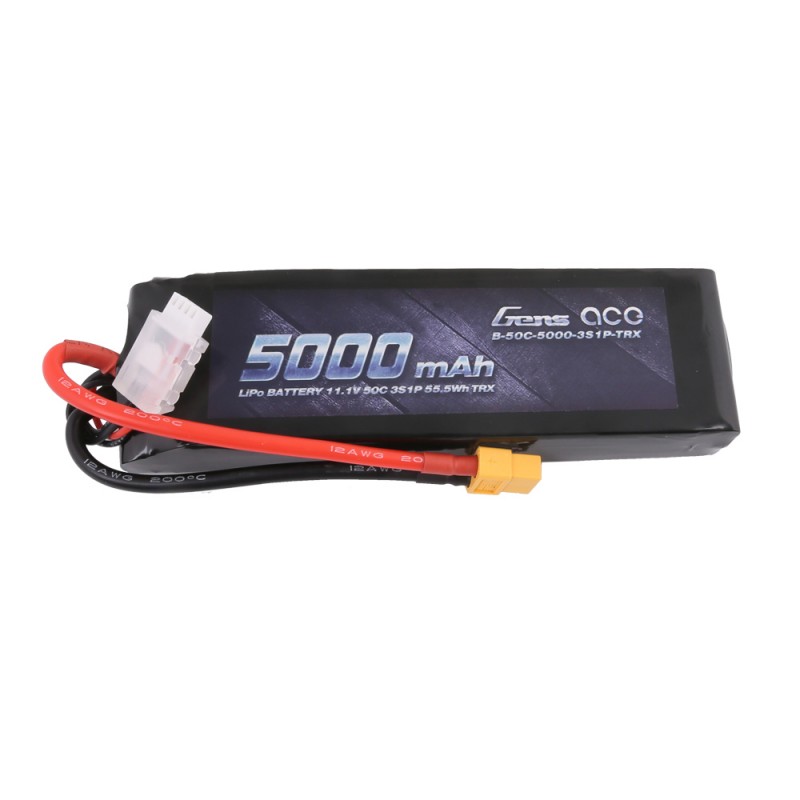 GensAce Car Lipo 50c/100c 11,1 volt 5000mah met XT60 Stekker & Traxxas adapter