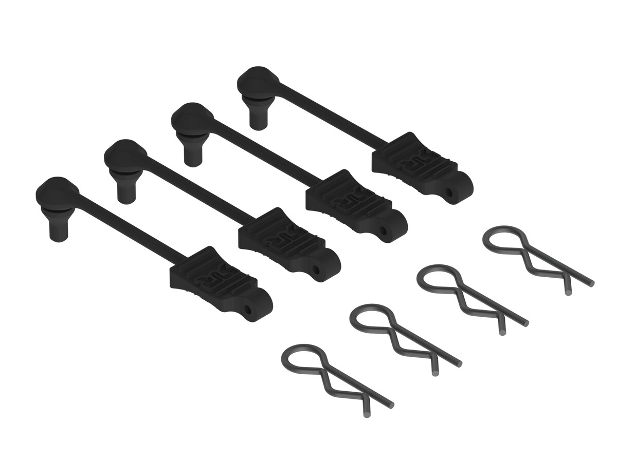 Body Clip Retainers 1/10 Scale Black 4pcs (AR390165)