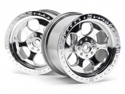 6 spoke wheel shiny chrome (83x56mm/2pcs)