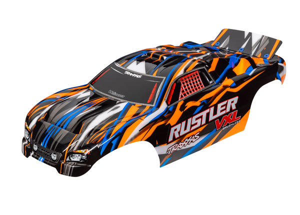 Traxxas - Body, Rustler VXL, orange (painted, decals applied) (TRX-3726T)