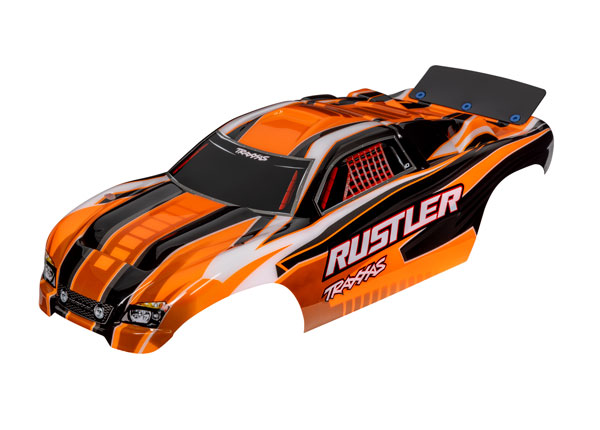 Traxxas - Body, Rustler (also fits Rustler VXL), orange (painted, decals applied, assembled with wing) (TRX-3750T)