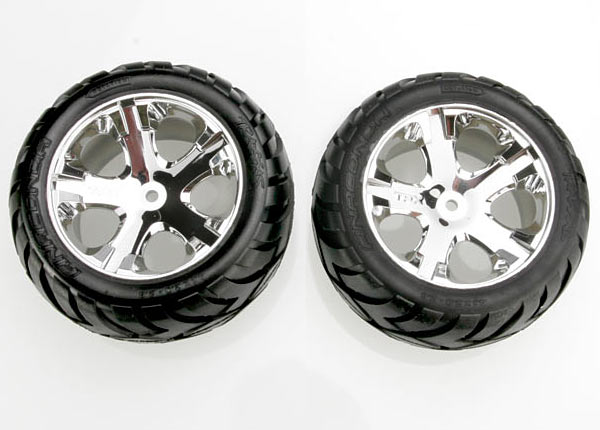 Tires & wheels, assembled, glued (all star chrome wheels, anaconda tires, foam inserts) (electric rear) (1 left, 1 right) afbeelding