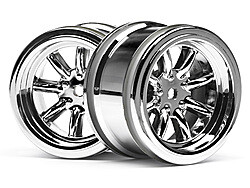 Vintage 8 spoke wheel 31mm shiny chrome 6mm offset afbeelding