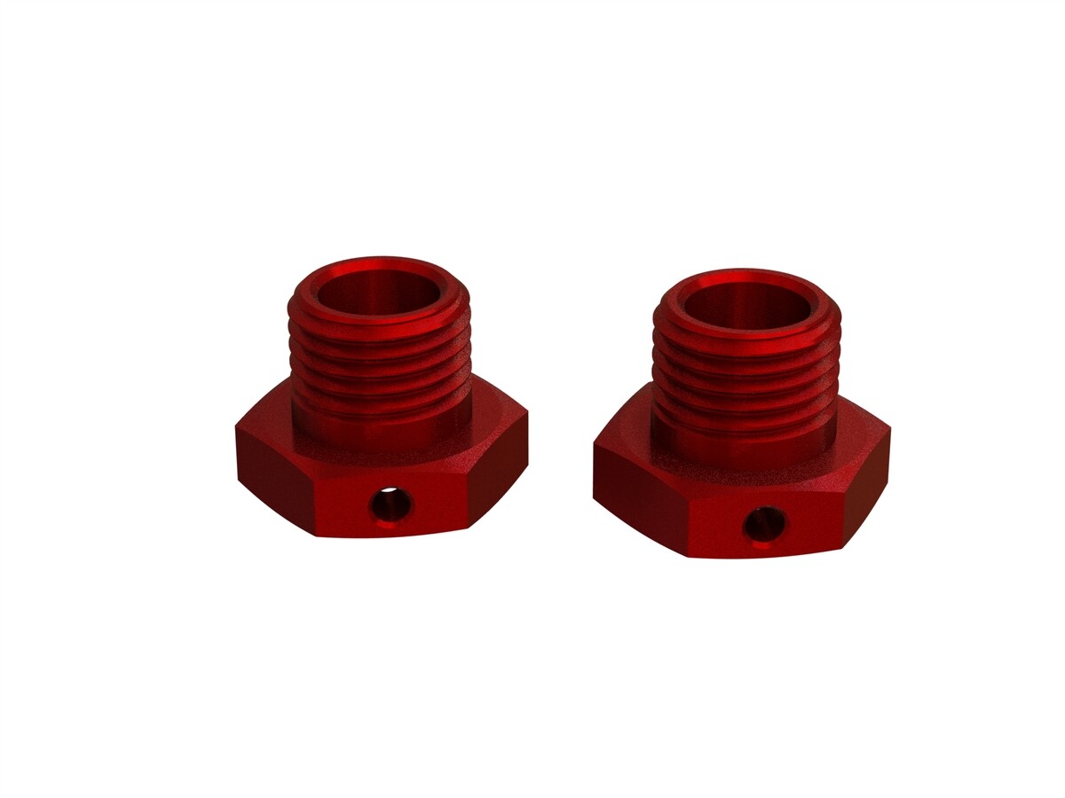 Aluminum Wheel Hex 17mm 14.6mm Thick Red (2) (ARA311035)