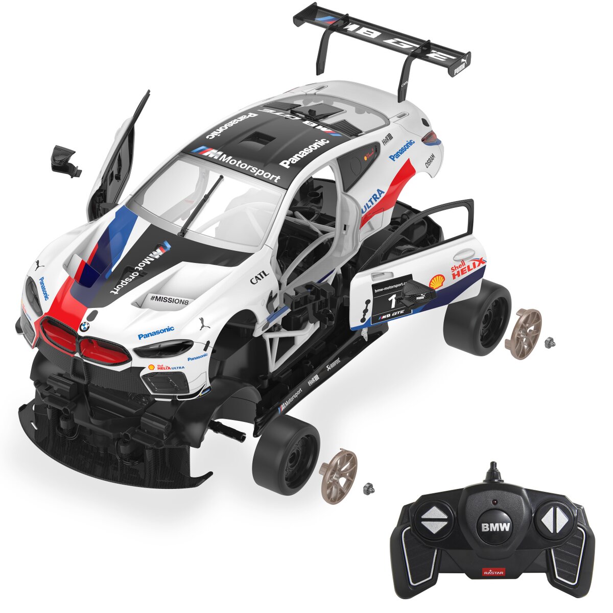 Jamara BMW M8 GTE 1/18 Deluxe RC Kit - Wit afbeelding