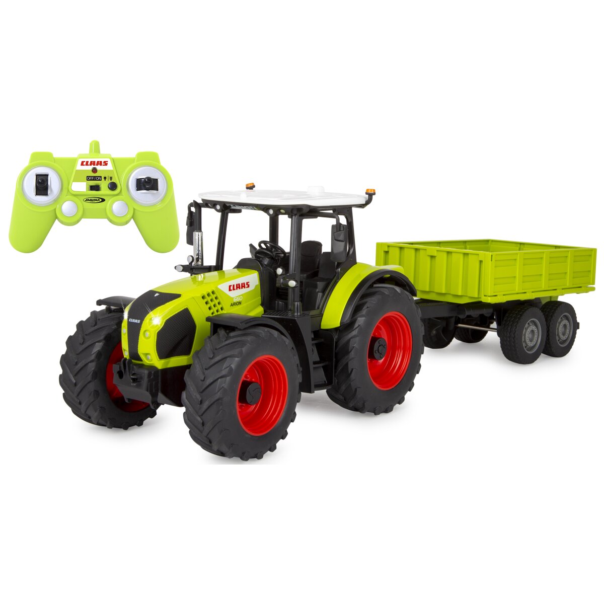 Jamara 1/24 Claas Arion 660 tractor met aanhangwagen afbeelding