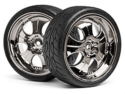 Mounted super low tread tire (black chrome/4pcs) afbeelding