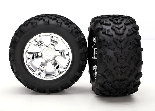 Tires & wheels, assembled, glued (geode chrome wheels, maxx tires (6.3 outer diameter), foam inserts) (2) afbeelding