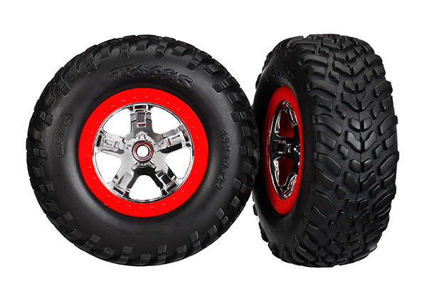Tires & wheels, assembled, glued (SCT chrome wheels) (TRX-5887)