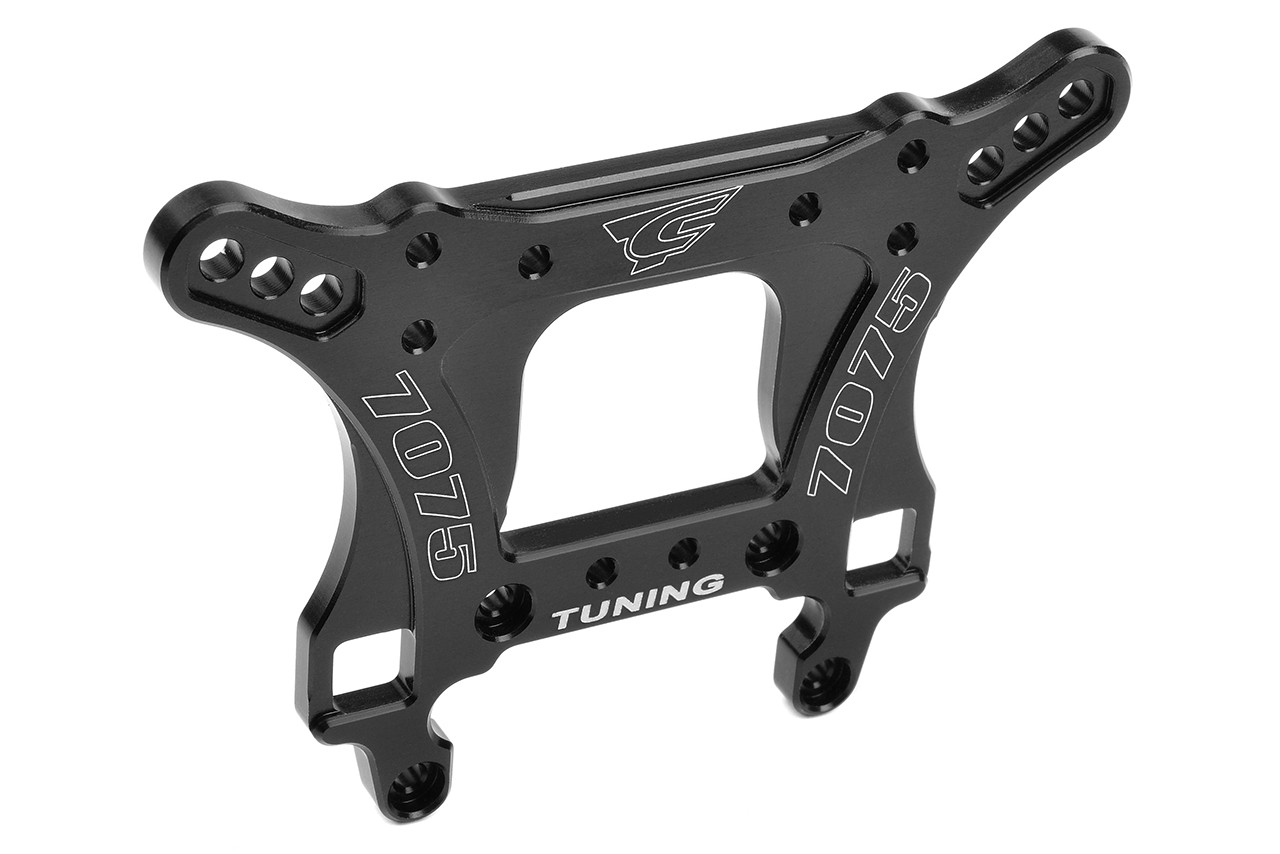 Team Corally - Shock Tower - Front - Swiss Made 7075 T6 - 5mm - Hard Anodised - Black - Made In Italy afbeelding