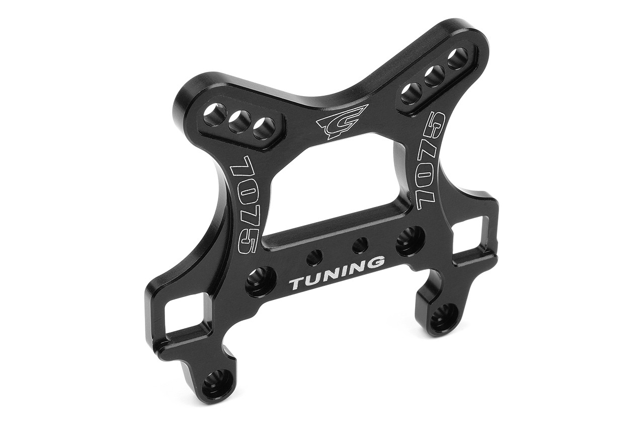 Team Corally - Shock Tower - Front - Swiss Made 7075 T6 - 5mm - Hard Anodised - Black - Made In Italy afbeelding