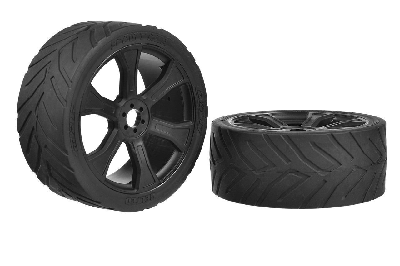 Team Corally - Sprint RXA - ASUGA XLR Street Tires - Low Profile - Glued on Black Rims - 1 pair afbeelding