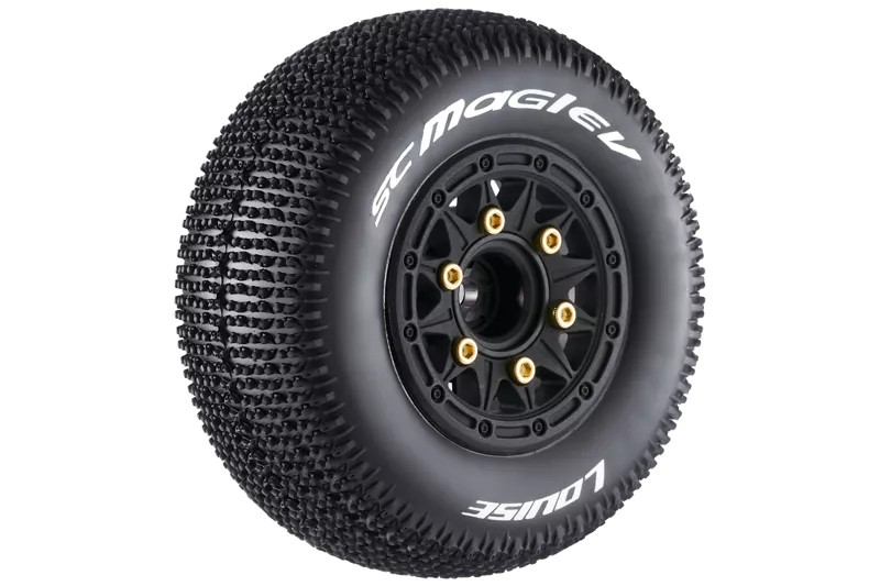Louise SC-Maglev 1/10 SC banden op zwarte velgen met verwijderbare hex (12, 14, 17mm)