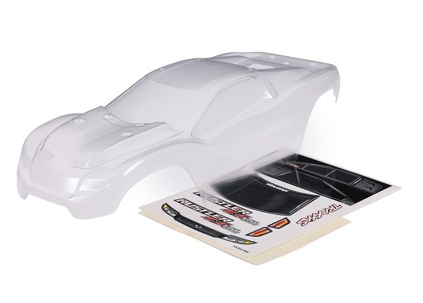 Traxxas - Body, Rustler 4X4 (clear, requires painting)/ window, grille, lights decal sheet (TRX-6740) afbeelding
