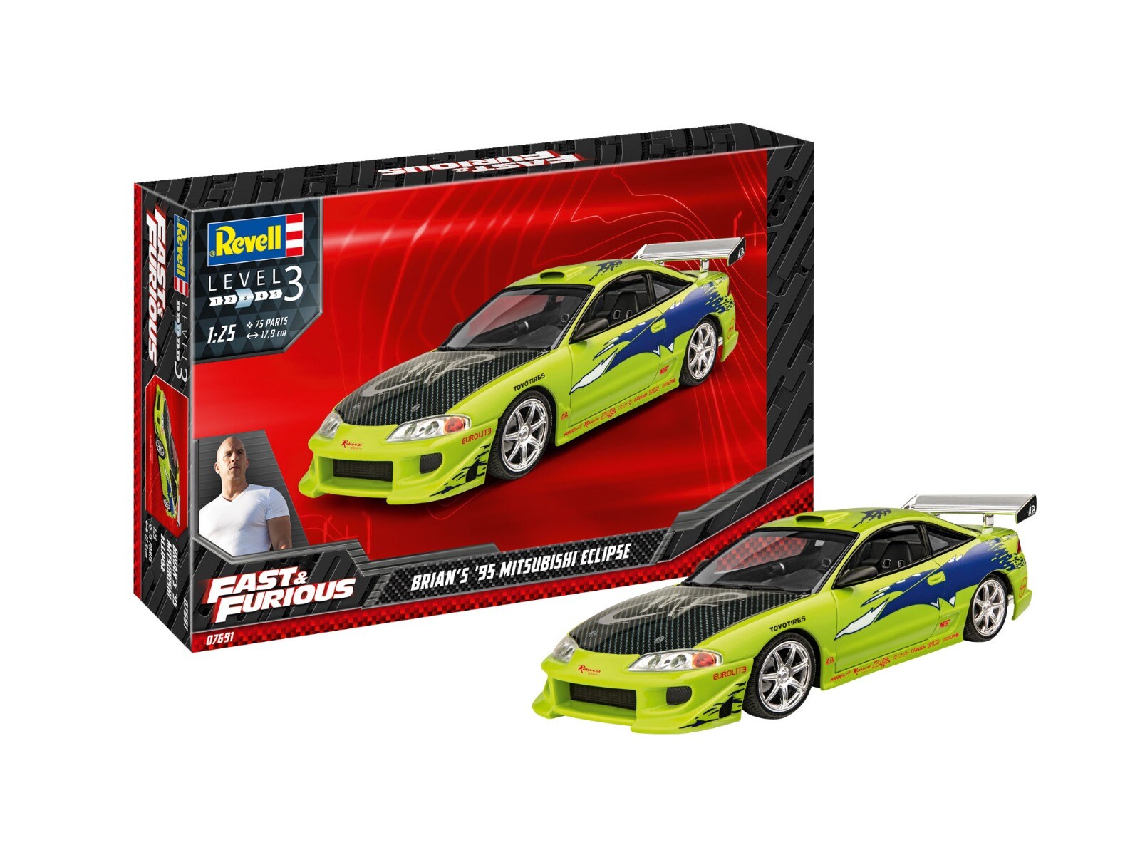 Revell 1/25 Fast & Furious Brain`s '95 Mitsubishi Eclipse Model-set afbeelding