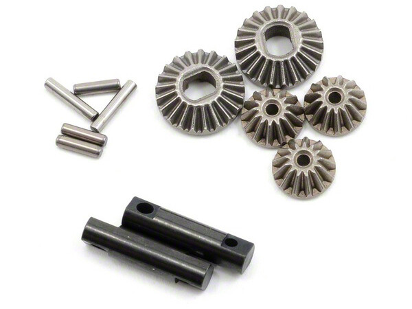Gear set, differential (output gears (2)/ spider gears (3))/ differential output shafts (2)/ 1.5x6mm pin (3)/ 1.5x8mm pin (2) afbeelding