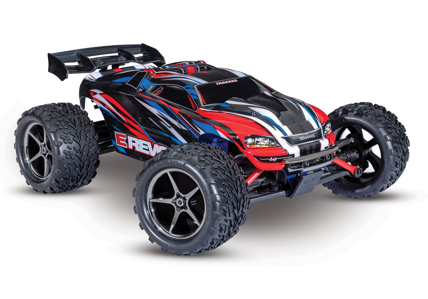 Traxxas E-Revo 1/16 electro truggy RTR - Rood/Blauw