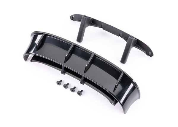 Traxxas - Wing, Ford Fiesta ST Rally (black)/ body posts, rear/ 3x8mm FCS (4) (TRX-7413X)