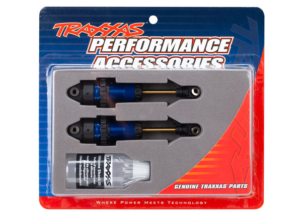 Shocks, GTR long blue-anodized, PTFE-coated bodies with TiN shafts (fully assembled, without springs) (2) (TRX-7461) afbeelding