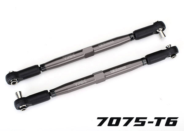 Traxxas - Toe links, X-Maxx (TUBES gray-anodized, 7075-T6 aluminum, stronger than titanium) (157mm) (2)/ rod ends, assembled with steel hollow ball... afbeelding