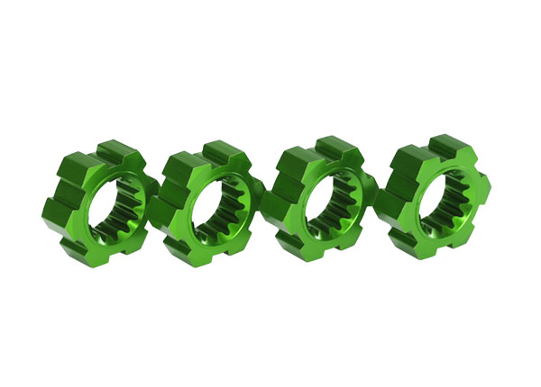 Wheel hubs, hex, aluminum (green-anodized) (4) (TRX-7756G)