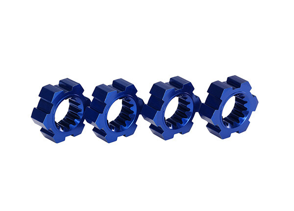 Wheel hubs, hex, aluminum (blue-anodized) (4) (TRX-7756X) afbeelding