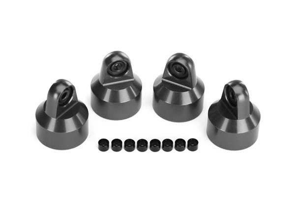 Traxxas - Shock caps, aluminum (gray-anodized), GTX shocks (4)/ spacers (8) (TRX-7764-GRAY) afbeelding