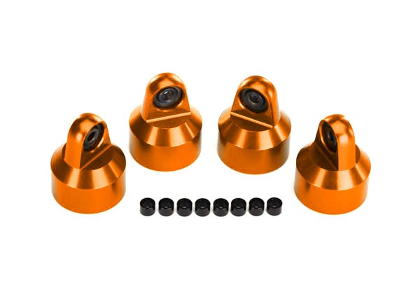 Traxxas - Shock caps, aluminum (orange-anodized), GTX shocks (4)/ spacers (8) (TRX-7764-ORNG) afbeelding
