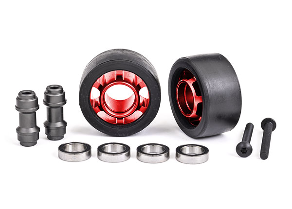 Traxxas - Wheels, wheelie bar, 6061-T6 aluminum (red-anodized) (TRX-7775R)