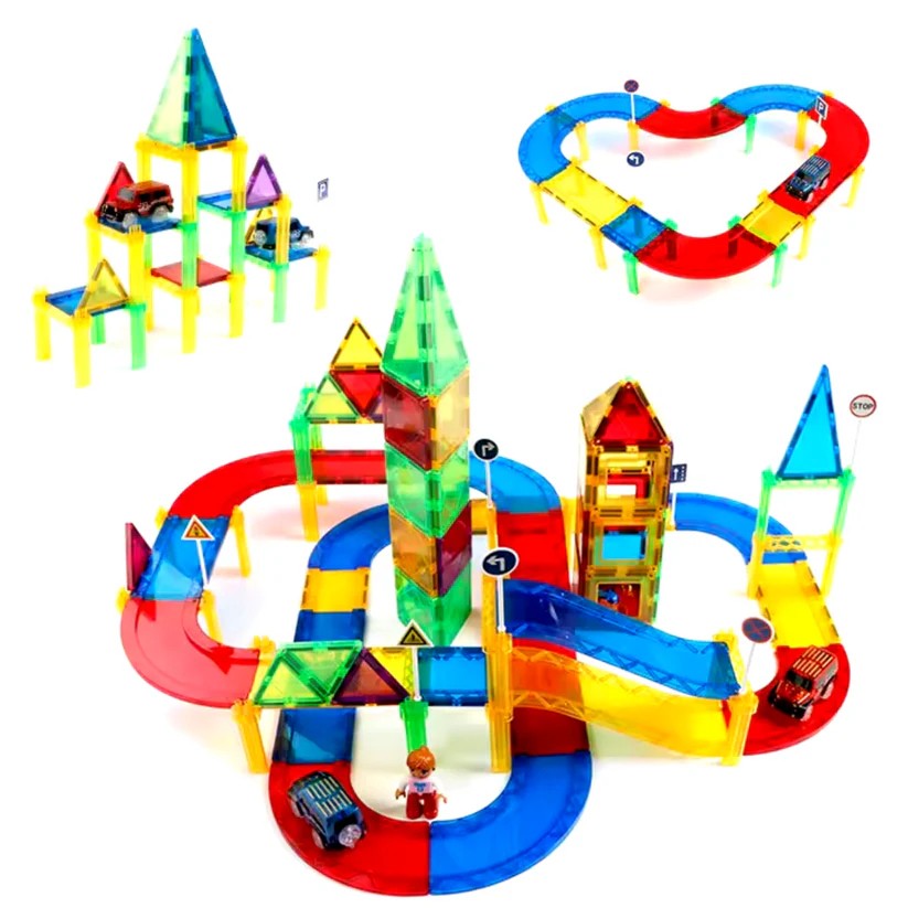 Magnetische Racebaan 70 Stuks Gladi Tiles - Magnetisch Speelgoed - Magnetic Tiles - STEM Speelgoed voor 3 t/m 12 Jaar - Magnetische Tegels - Constructie speelgoed - Educatief Bouws