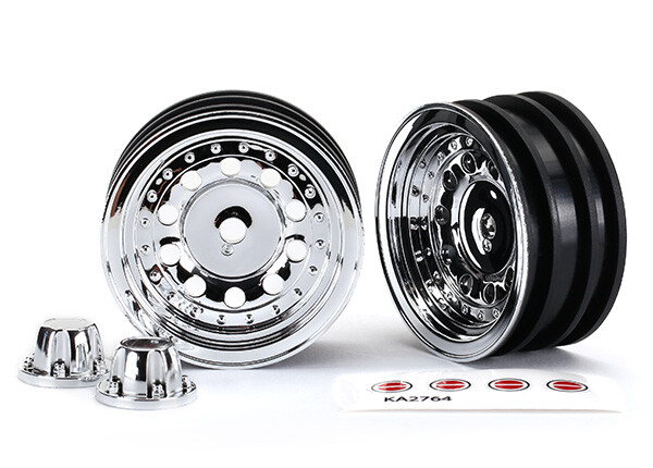 Wheels, 1.9, chrome (2)/ center caps (2)/ decal sheet (requires TRX-8255A) (TRX-8175)