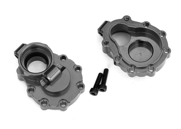 Traxxas - Portal housings, inner (rear), 6061-T6 aluminum (charcoal gray-anodized) (TRX-8253A)