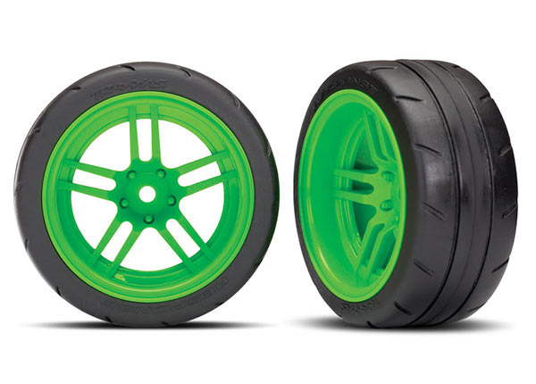 Traxxas - Tires and wheels, assembled, glued (split-spoke green wheels, 1.9 Response tires) (extra w