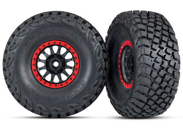 Tires and wheels, assembled, glued (Method Race wheels) (Black/Red) (2) (TRX-8474)