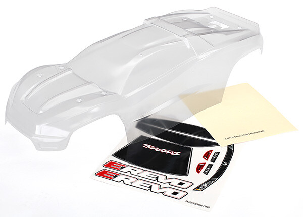 Body, E-Revo (clear, requires painting)/window, grill, lights decal sheet (TRX-8611)