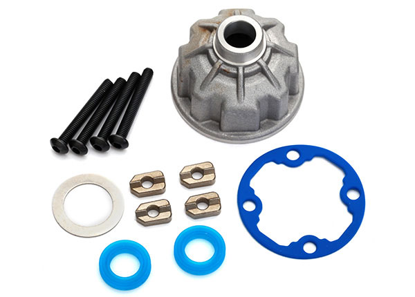 Carrier, differential (aluminum)/ x-ring gaskets (2)/ ring gear gasket/ spacers (4)/ 12.2x18x0.5 MW (TRX-8681X)